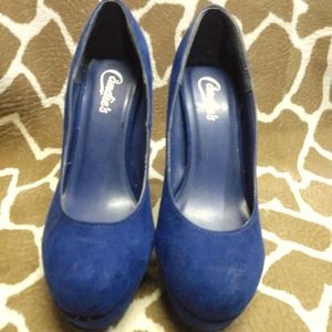 Candies Blue Suede platform stilettos